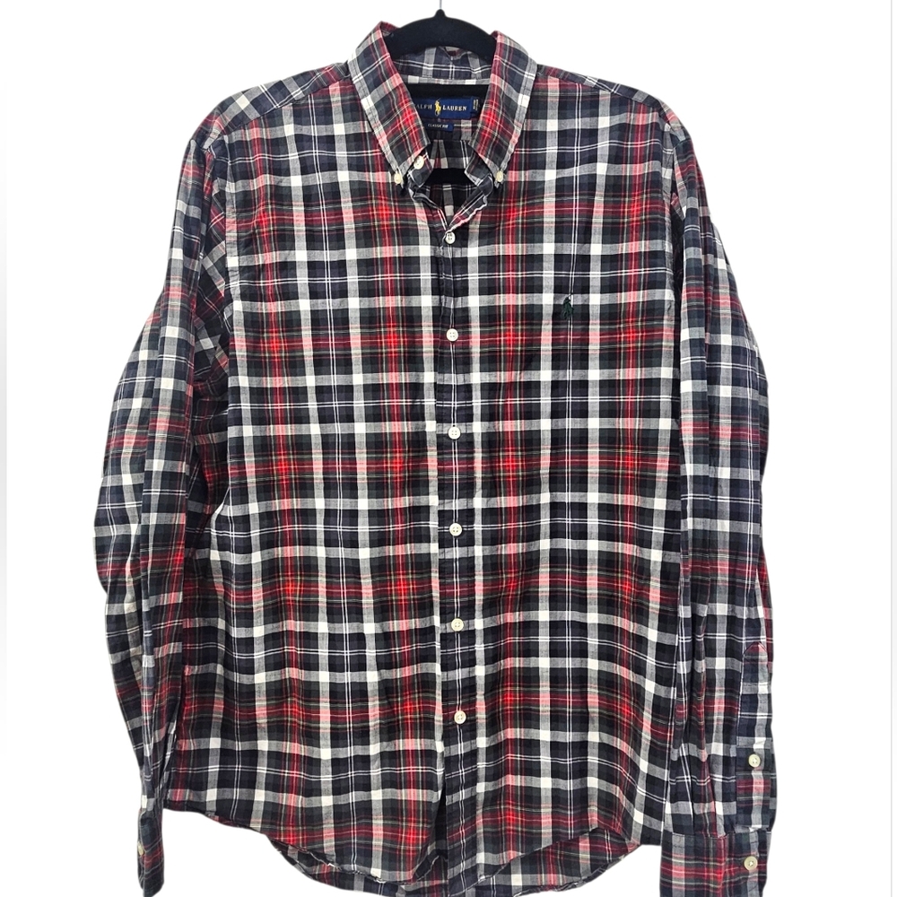Polo Ralph Lauren Classic Fit Plaid Long Sleeve Button Up Shirt Size L
